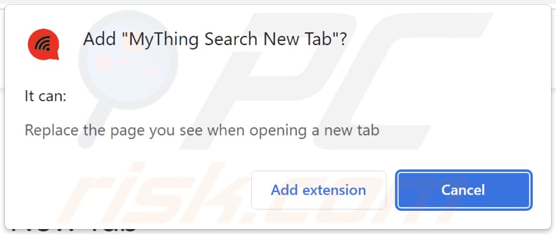 MyThing Search New Tab browser hijacker toestemming vragen