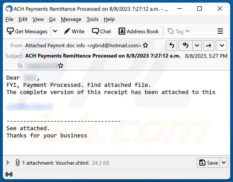Payment Processed email oplichterij (2023-08-11)