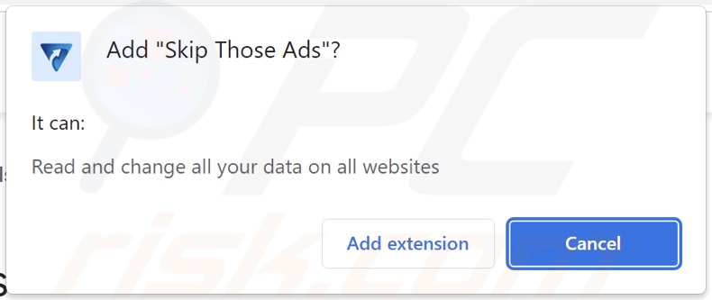 Skip Those Ads adware vraagt om toestemming