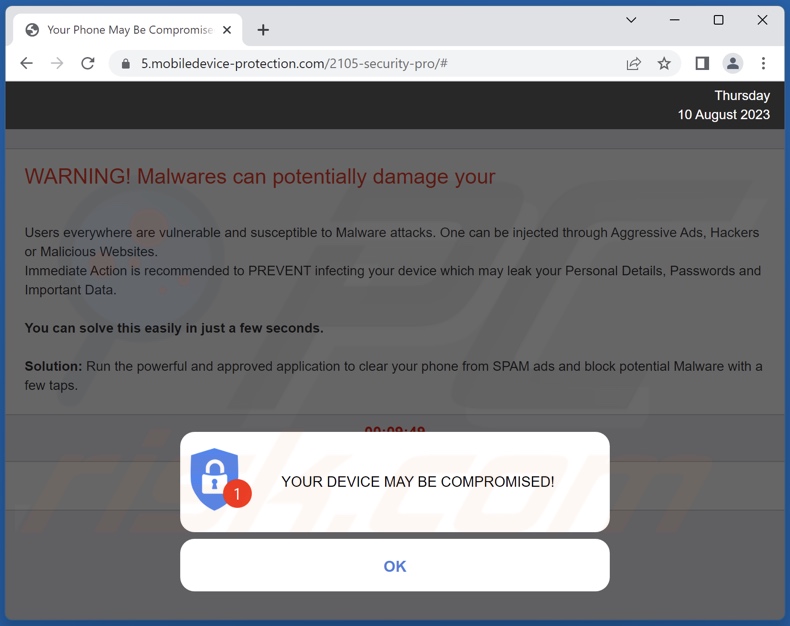 YOUR DEVICE MAY BE COMPROMISED scam