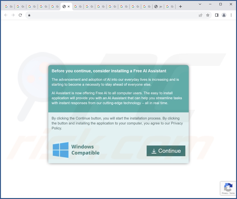 Website die wordt gebruikt om installatieprogramma's te promoten ChatGPT Check browser hijacker