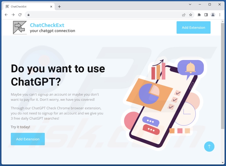 Website gebruikt om reclame te maken ChatGPT Check browser hijacker