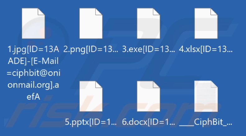 Bestanden versleuteld door CiphBit-ransomware (extensie bestaande uit 4 willekeurige tekens)