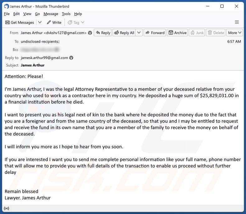 Deceased Relative e-mailspamcampagne