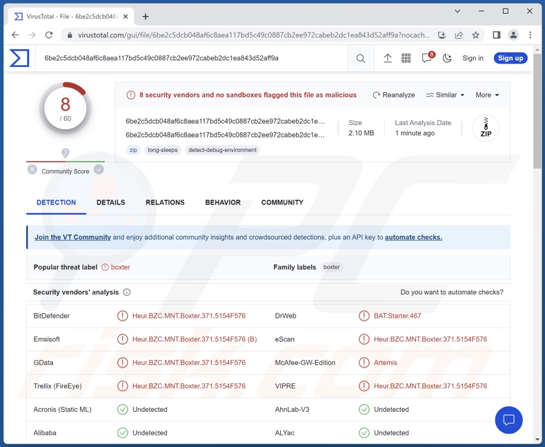 Fewer malware detecties op VirusTotal