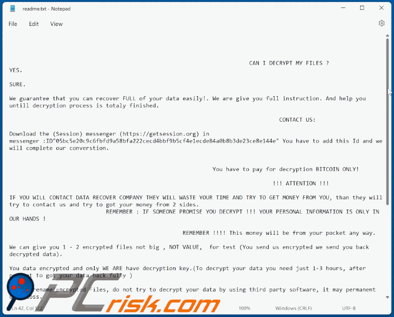 Grounding Conductor ransomware losgeldbrief (readme.txt)