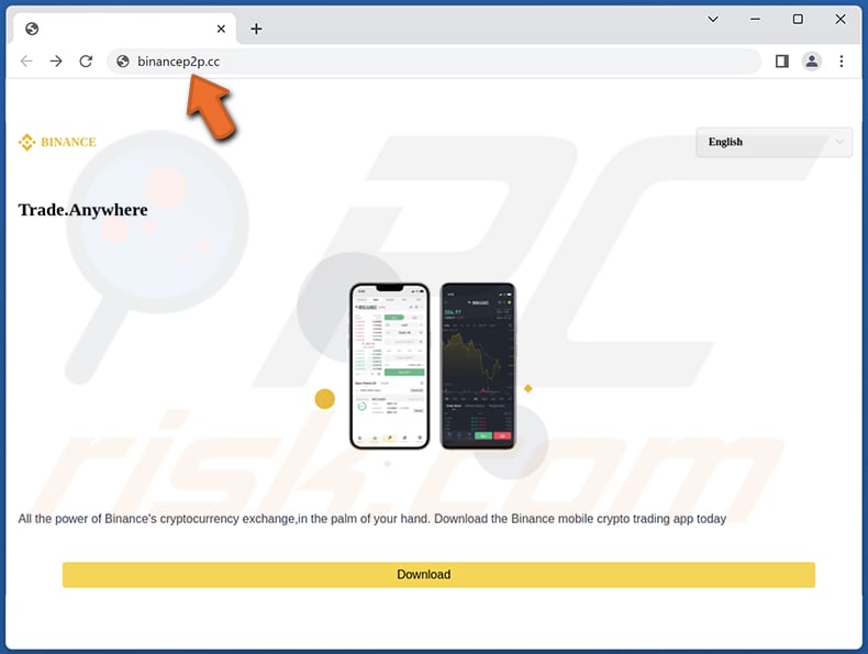 Remo Trojan nep Binance pagina die de Trojan promoot