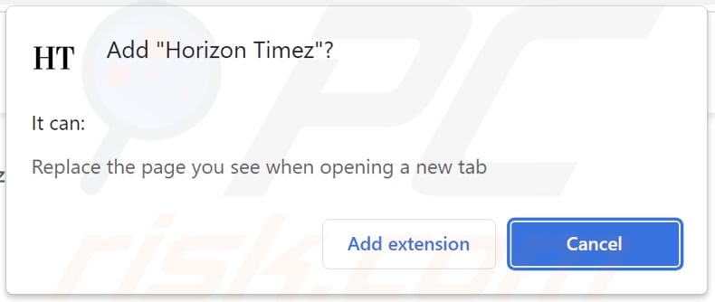 Horizon Timez browser hijacker vraagt om toestemming