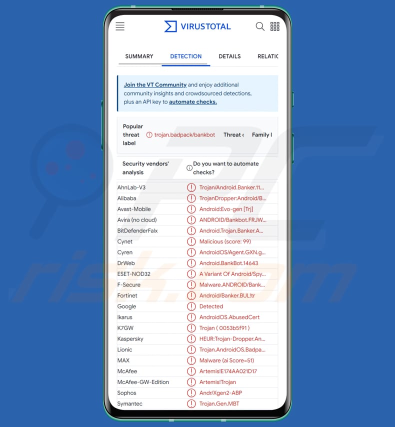 Rusty Droid android malware