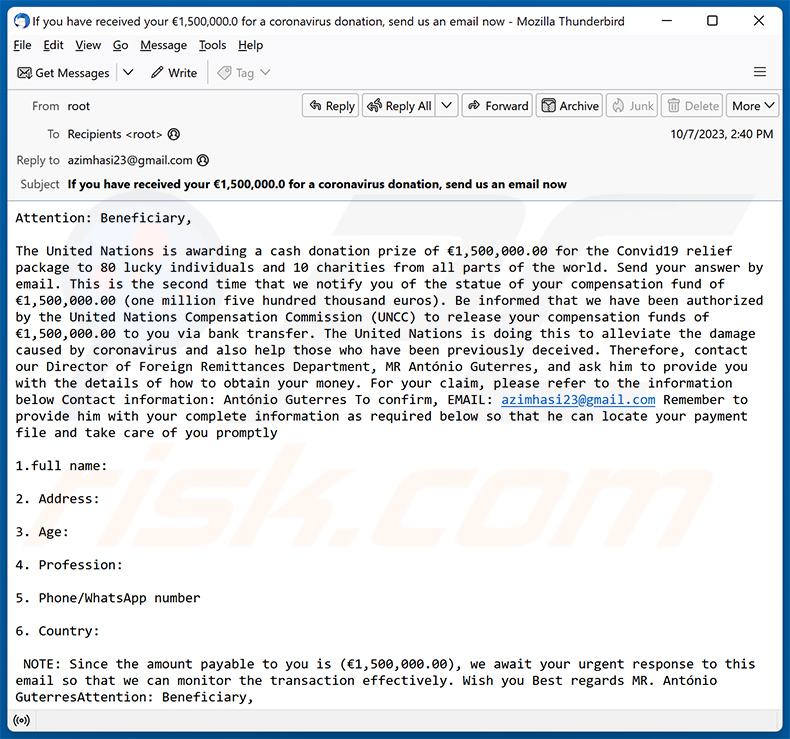 UNITED NATIONS COMPENSATION (COVID19 ASSISTED PROGRAM) e-mailoplichting (2023-10-09)