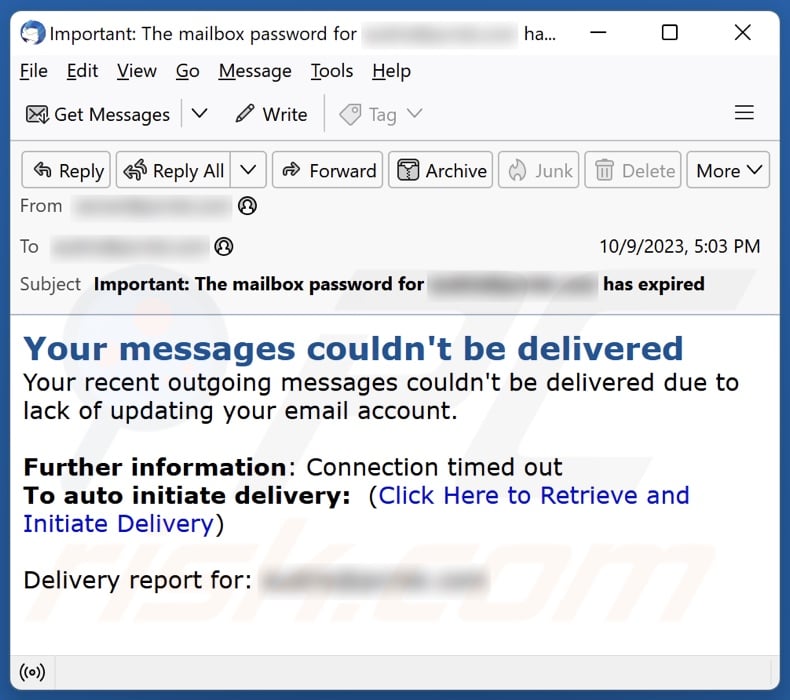 Your Messages Couldn't Be Delivered email spam campaigne