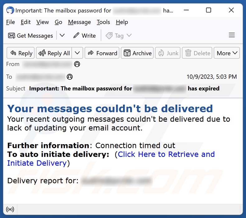 Your Messages Couldn't Be Delivered email spam campaigne