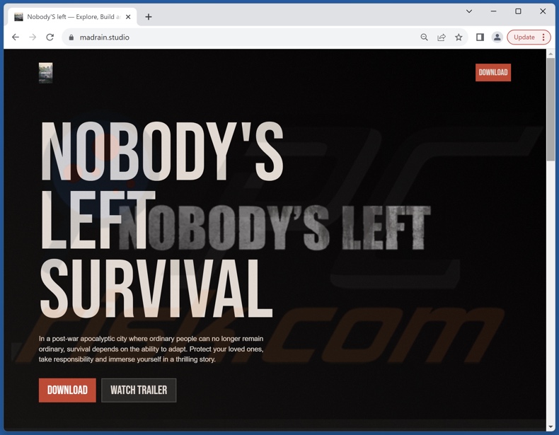 Fake Nobody's Left downloaden website distribueren Epsilon malware
