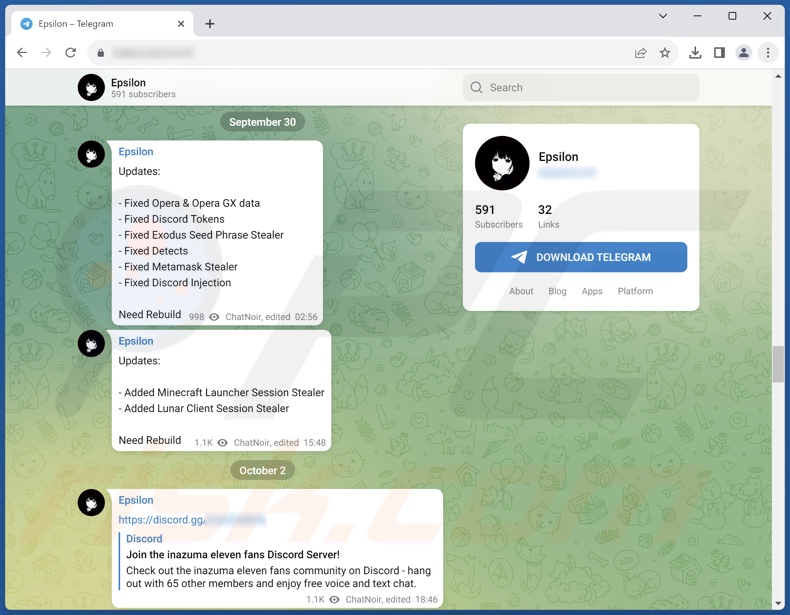 Epsilon-malware gepromoot op Telegram