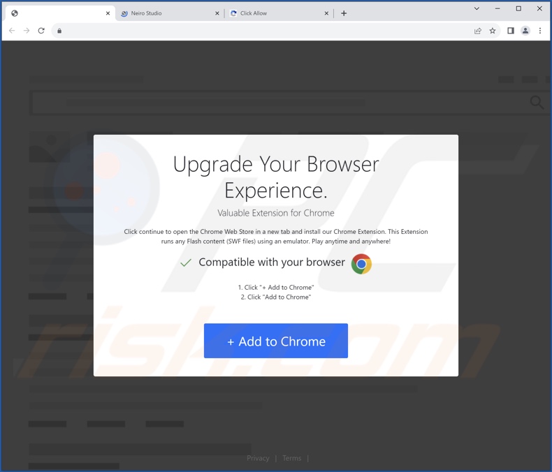 Misleidende website promoten Flash Player - Emulator adware