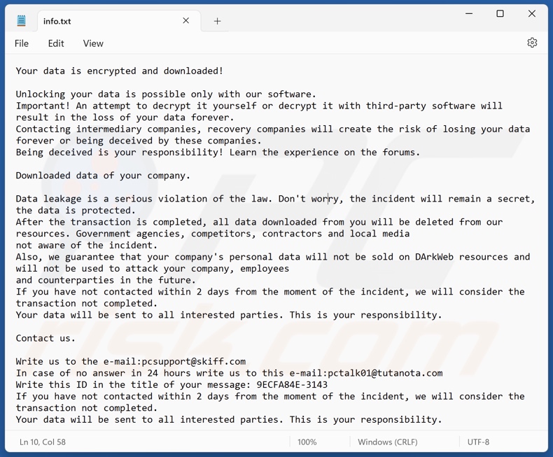 LEAKDB ransomware tekstbestand (info.txt)