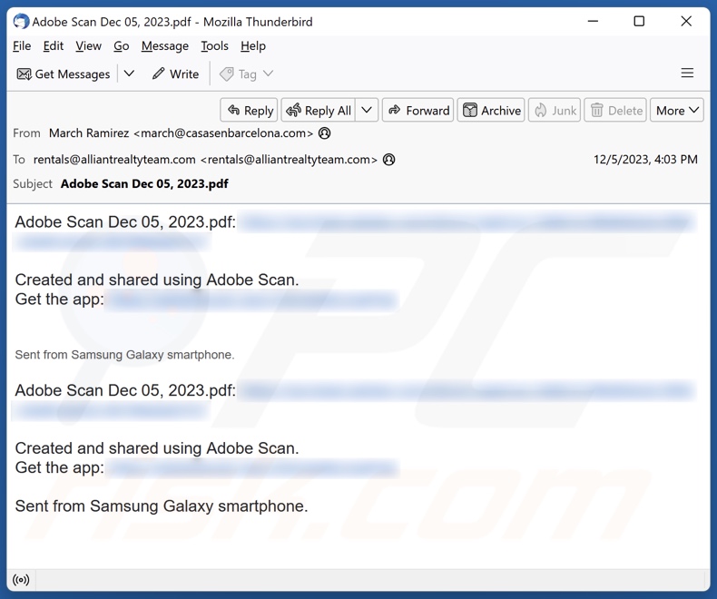 Adobe Scan email spamcampaigne