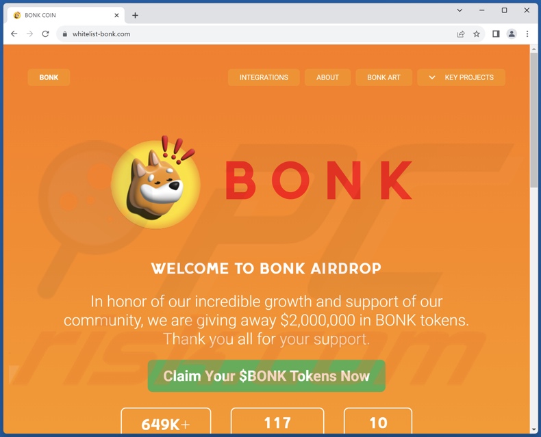 Bonk Coin Airdrop Giveaway oplichterij
