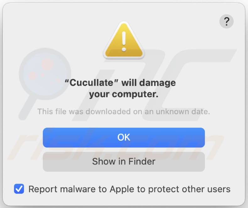 Cucullate adware pop-up waarschuwing