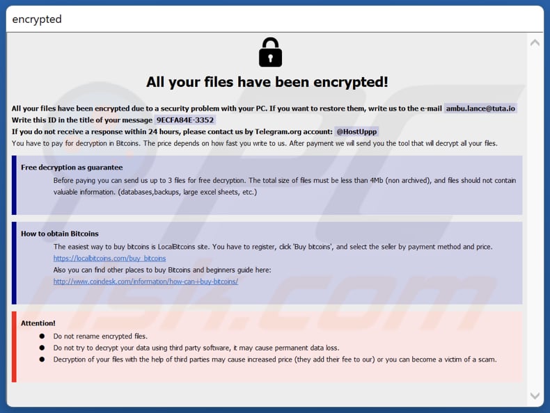 Elpy ransomware losgeldbrief (info.hta)