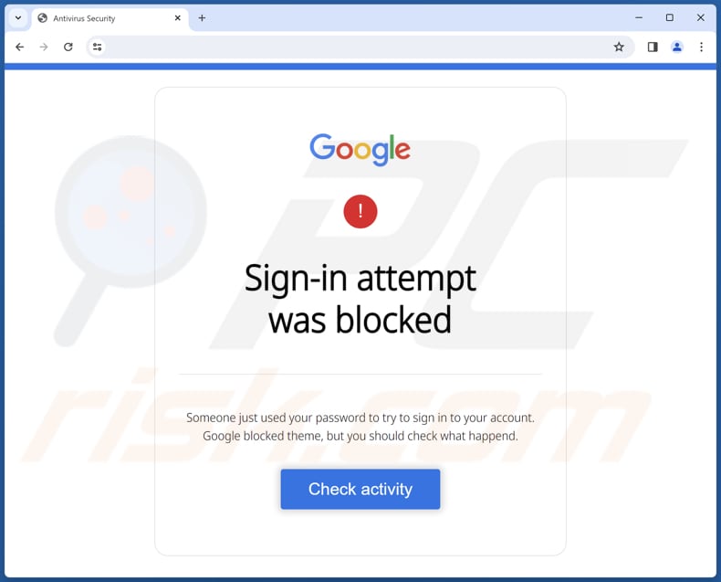 Google - Sign-in Attempt Was Blocked scam