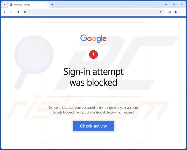 Google - Sign-in Attempt Was Blocked scam