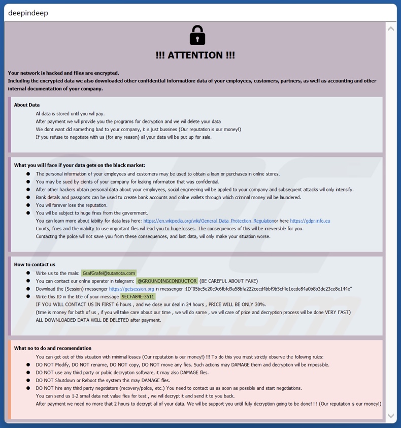 GrafGrafel ransomware losgeld brief (info.hta)