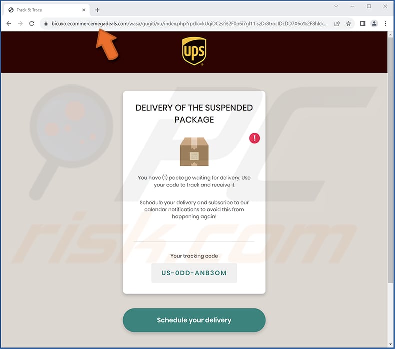 IPS Pending Package Delivery email scam eerste pagina