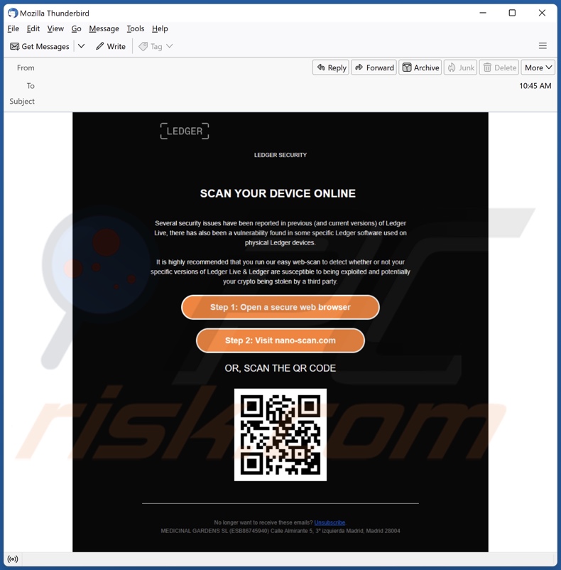 LEDGER SECURITY email spam campaigne