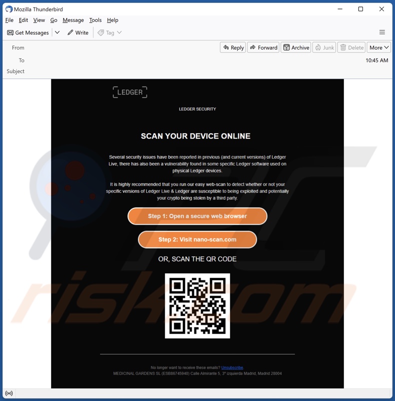 LEDGER SECURITY email spam campaigne
