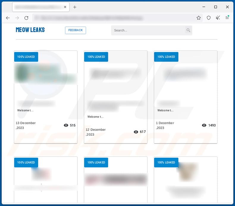MEOW ransomware site voor het lekken van gegevens