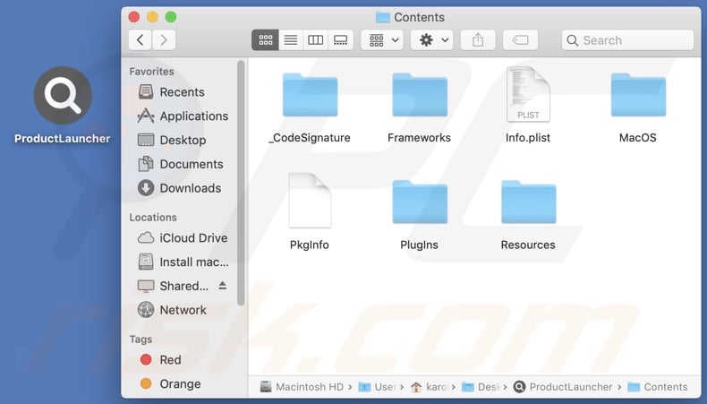 ProductLauncher adware installatiemap