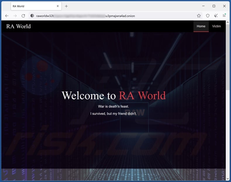 RA World ransomware officiële website