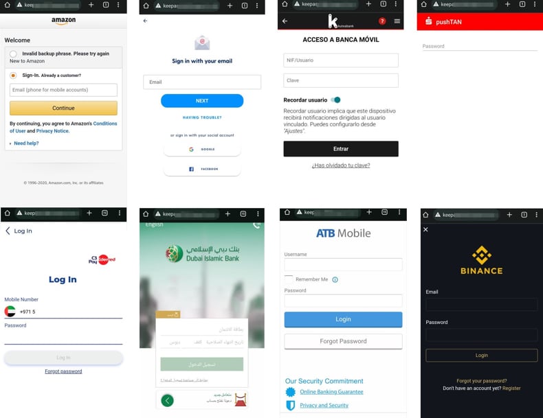 TrickMo bank trojan voorbeelden van html overlays