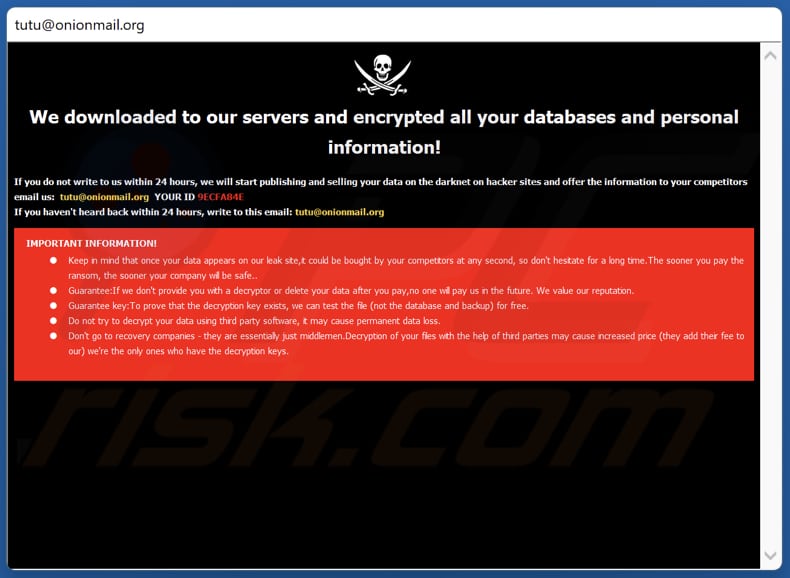 Tutu ransomware pop-upvenster