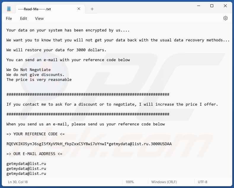 3000USDAA ransomware tekstbestand (----Read-Me-----.txt)