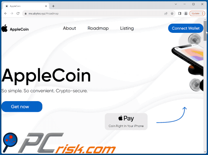 weergave van de AppleCoin scam (GIF)