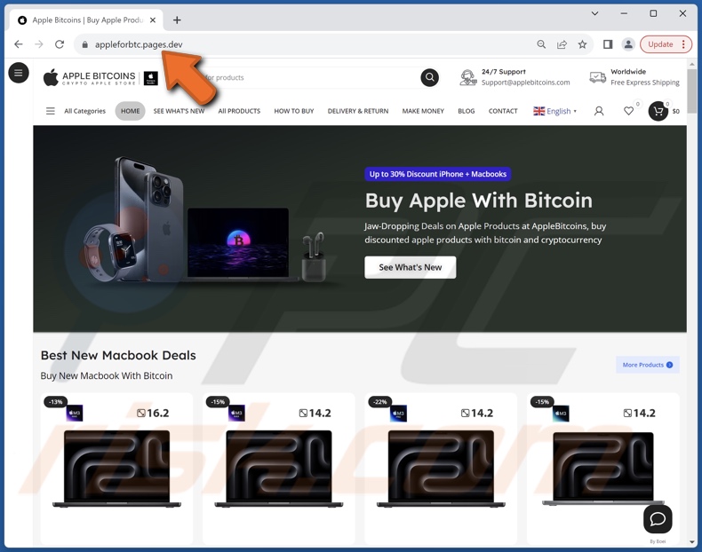 Buy Apple Products With Bitcoins scam