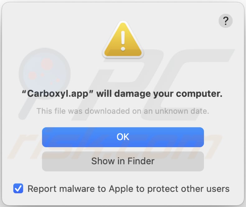 Carboxyl.app adware waarschuwing