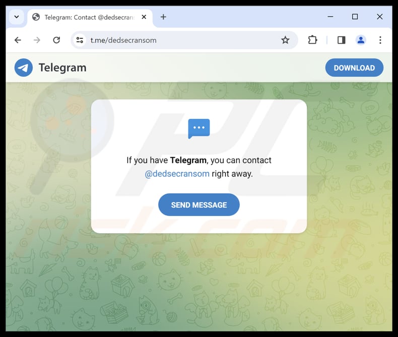 Dedsec ransomware contacteren via Telegram
