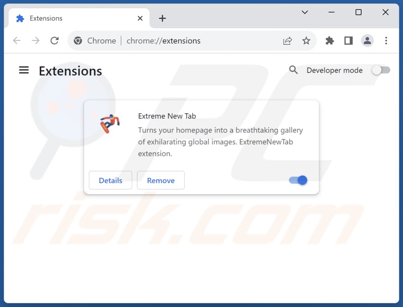 Verwijder aan extremenewtab.com gerelateerde Google Chrome extensies