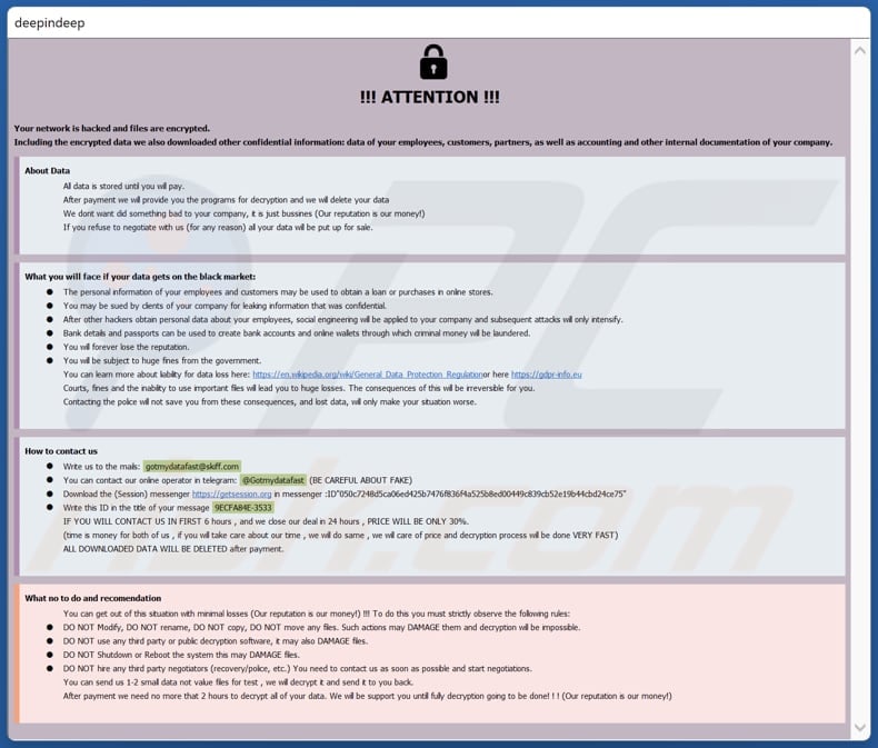 Gotmydatafast ransomware HTA file (info.hta)