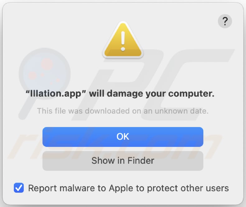 Illation.app adware waarschuwing pop-up