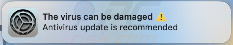 MacOS Is Infected - Virus Found Notification Scam een ander meldingsvoorbeeld