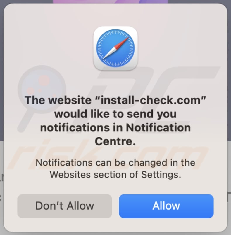 MacOS Is Infected - Virus Found Notification Zwendelwebsite vraagt om toestemming voor het verzenden van meldingen op Safari 2