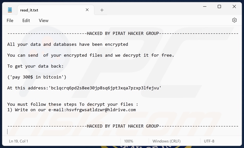 PIRAT HACKER GROUP ransomware tekstbestand (read_it.txt)