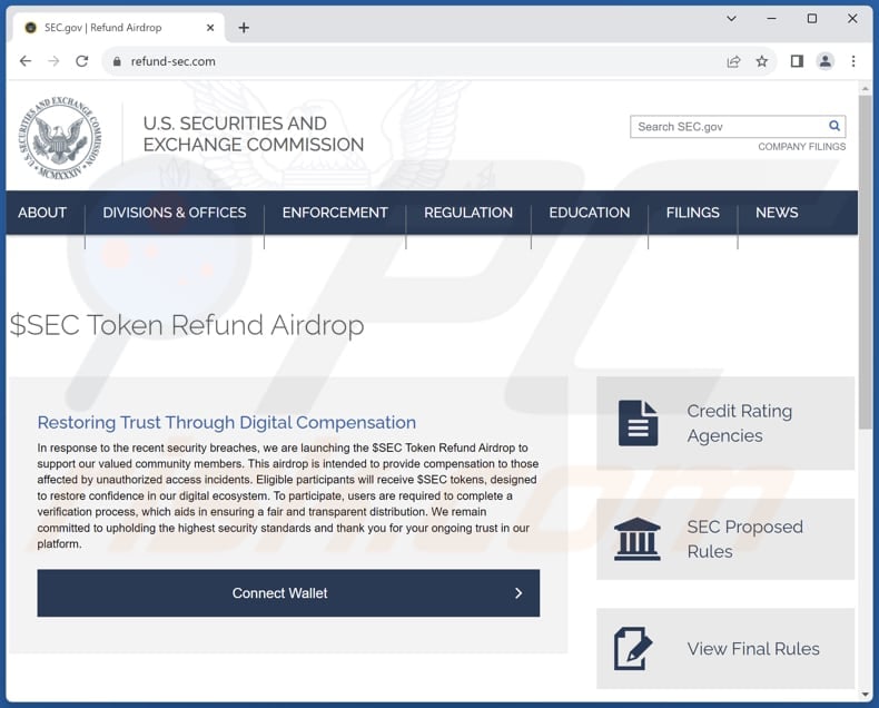 SEC Token Refund Airdrop oplichterij