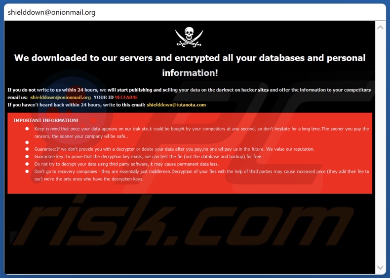 pop-upvenster van Shiel ransomware