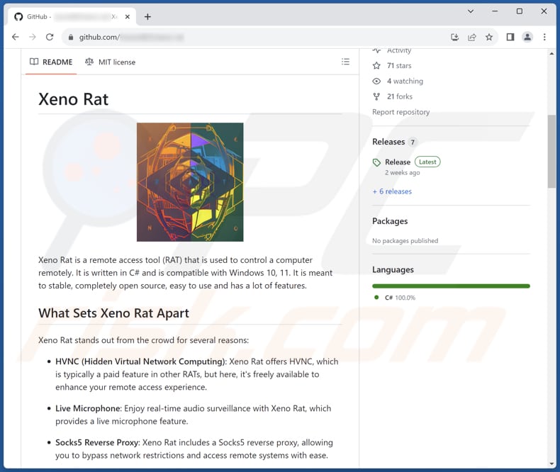Xeno RAT op GitHub