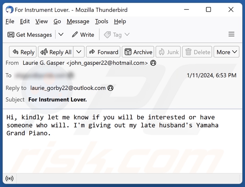 Yamaha Baby Grand Piano scam email alternate variant (3)